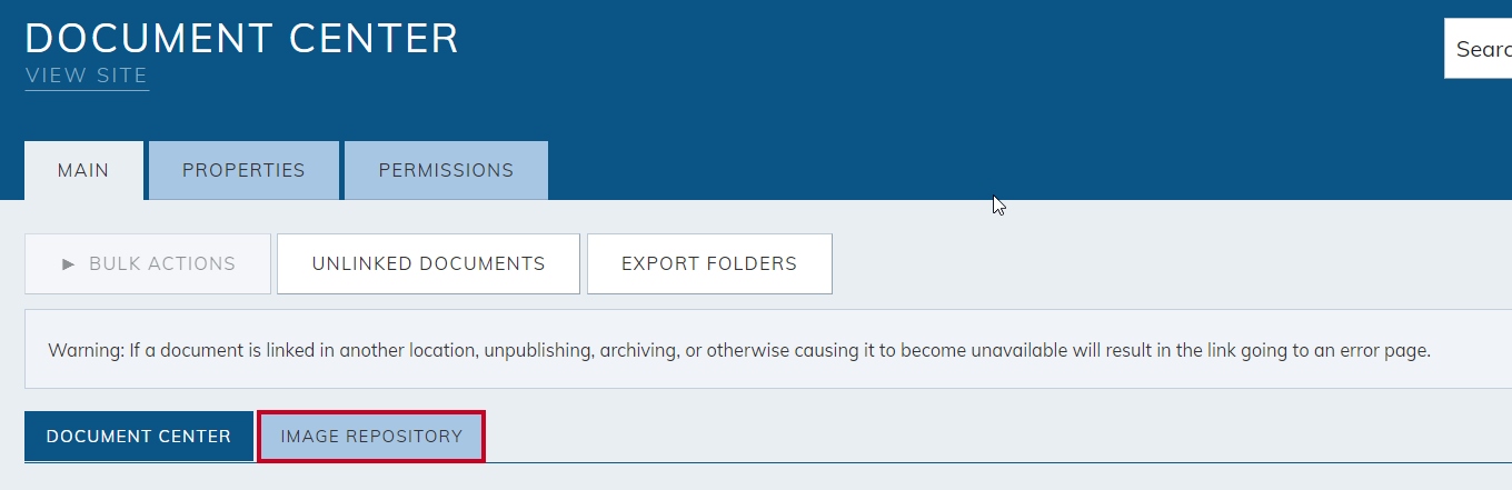 Click the Image Repository tab