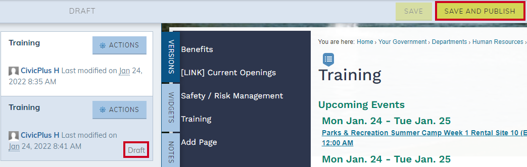 publish restored page
