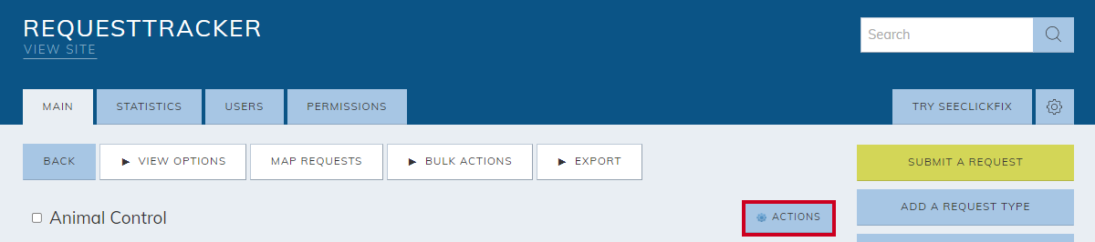 RequestTracker, category actions button