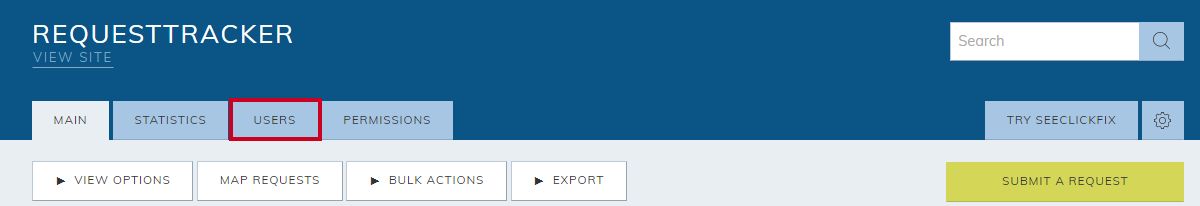RequestTracker users tab