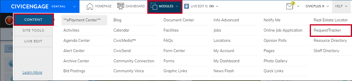 navigate to RequestTracker