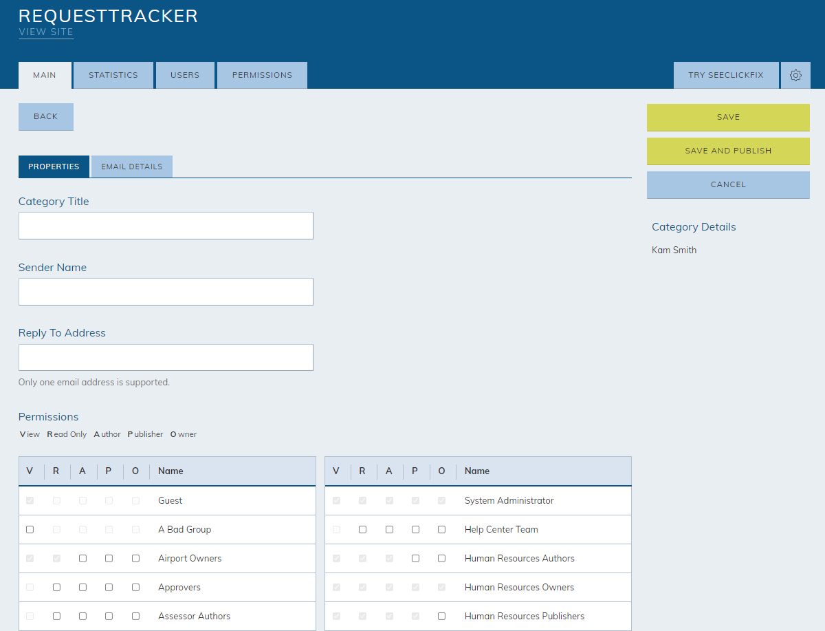 RequestTracker new category information fields
