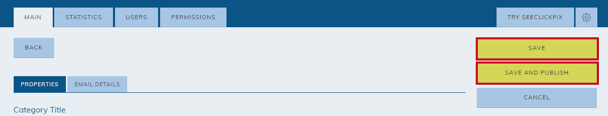 save or save and publish buttons