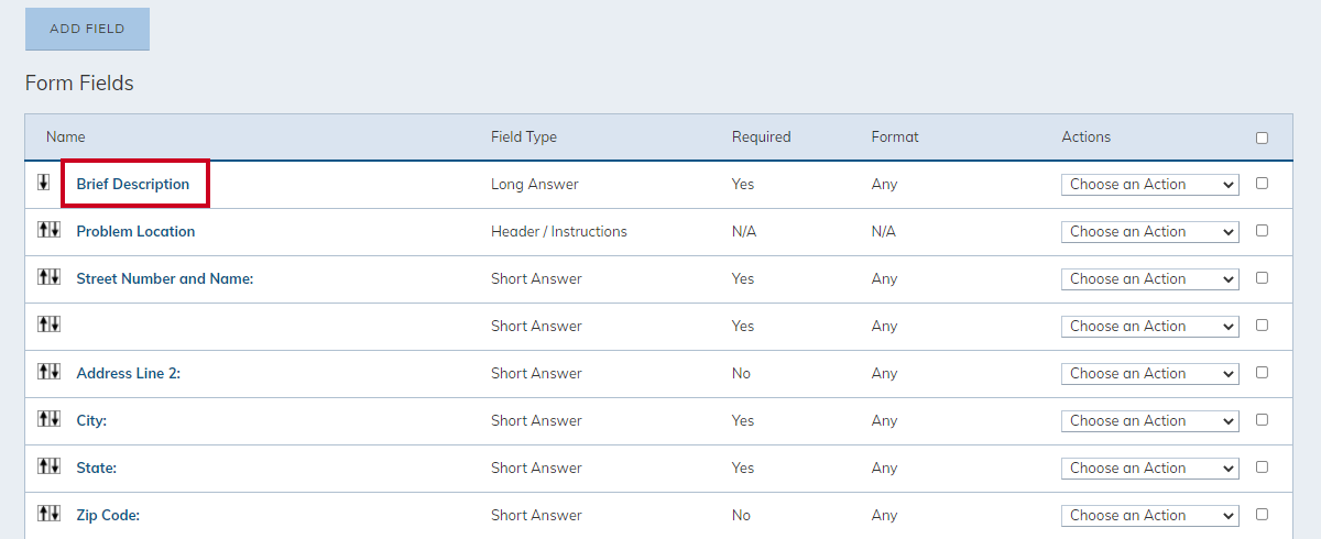select a form field