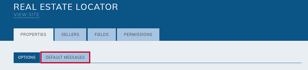 properties tab, default messages tab