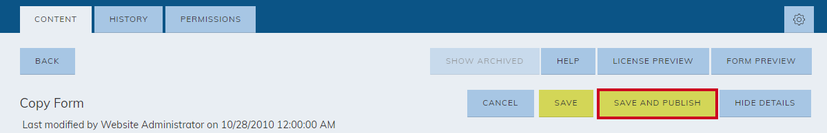 save and publish button