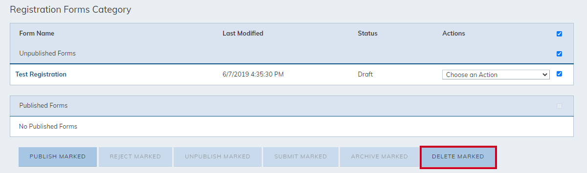 delete marked button