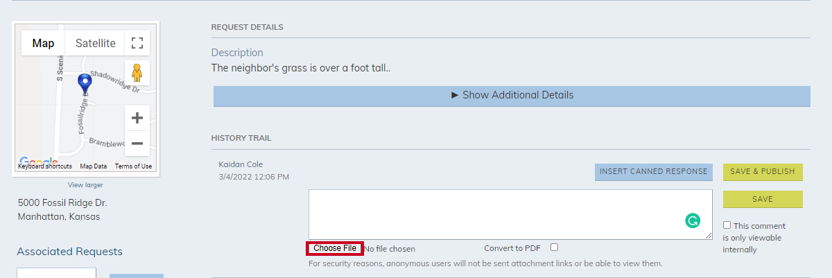 comment, choose file button