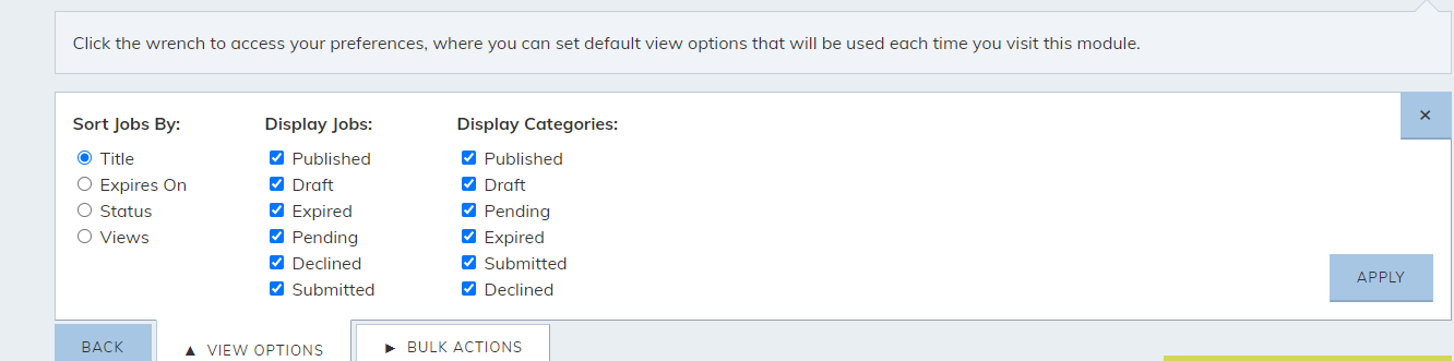 Select Options Categories