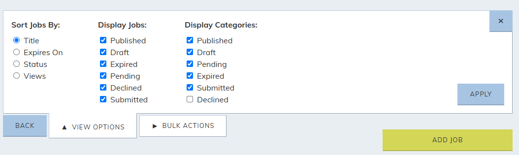Select Options Categories