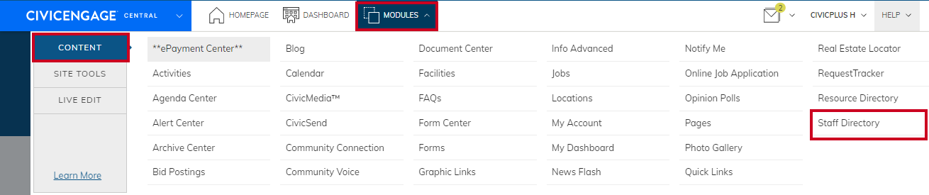 navigate to staff directory