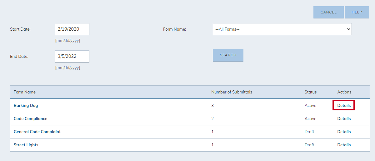 form details button