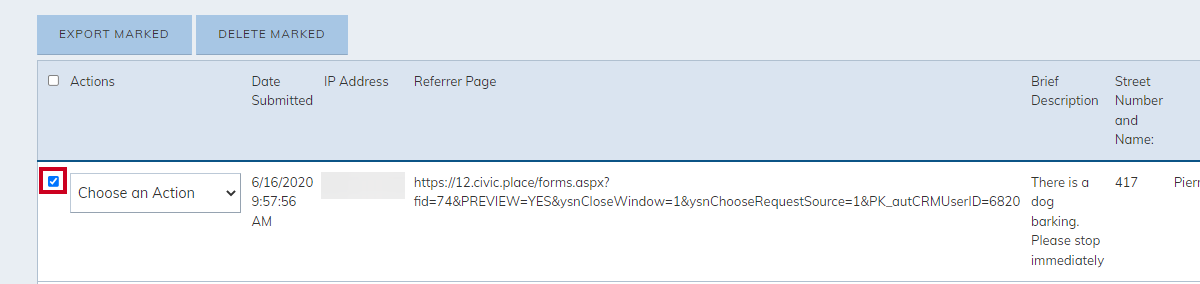 select item checkbox