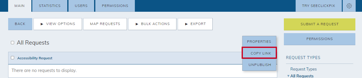 actions menu, copy link