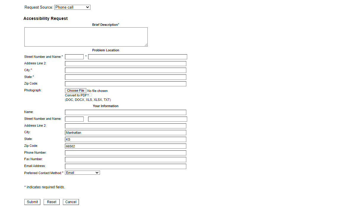 request information fields