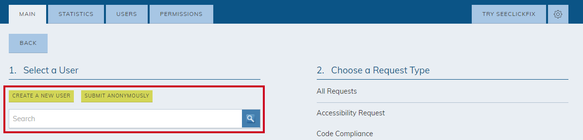 select a user options