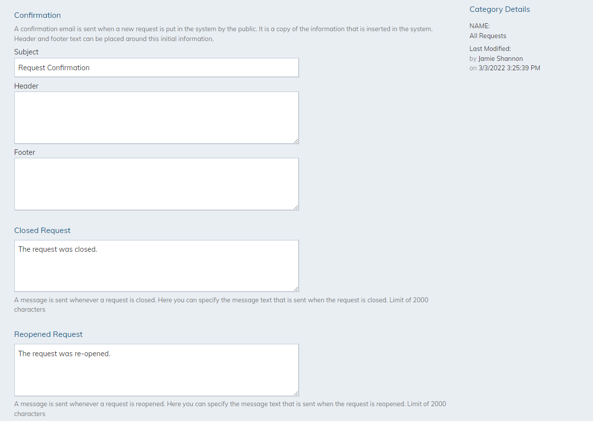 email detail options