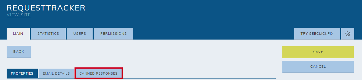 canned responses tab