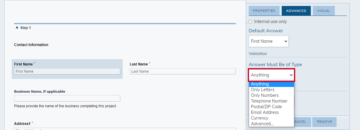answer must be drop-down list