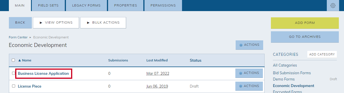 select a form