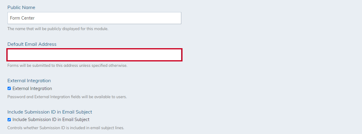 default email address text box
