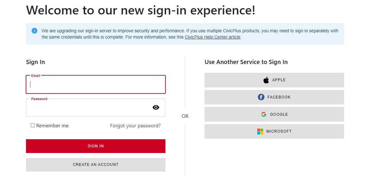 sign in screen
