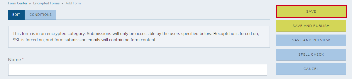 form save button