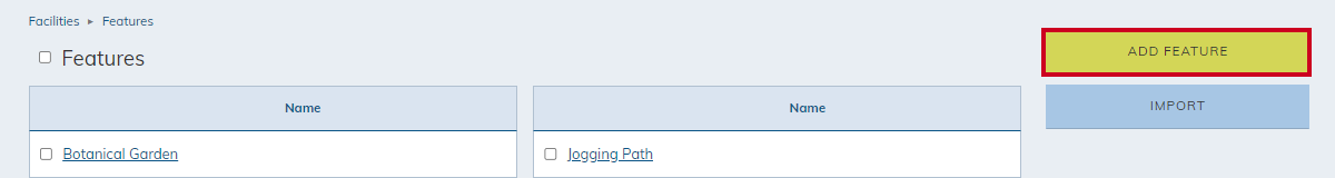Add feature button.