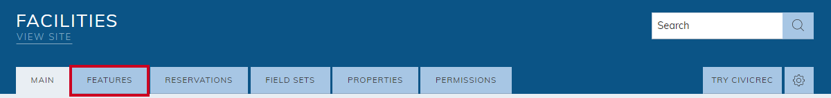Facilities features tab.