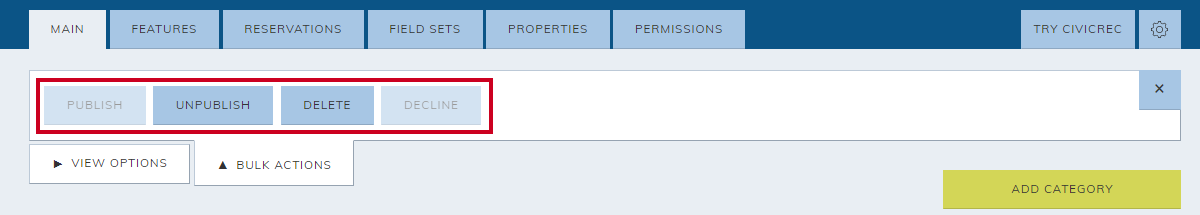 bulk action options