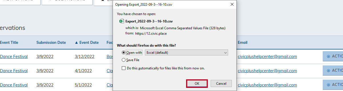 firefox download pop-up okay button