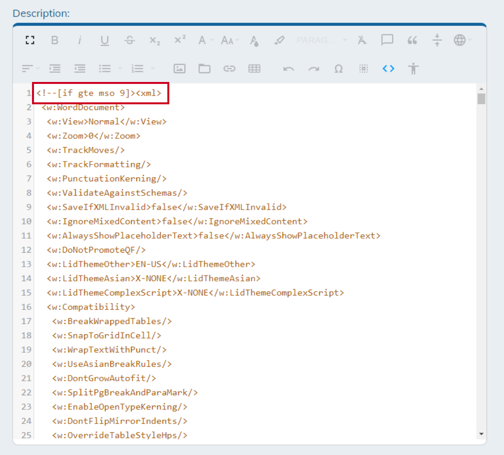 XML code to delete