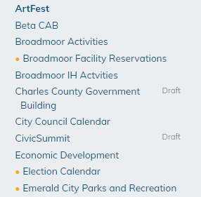 Calendars that contain ICS feeds.