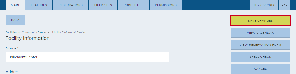 Save changes button.