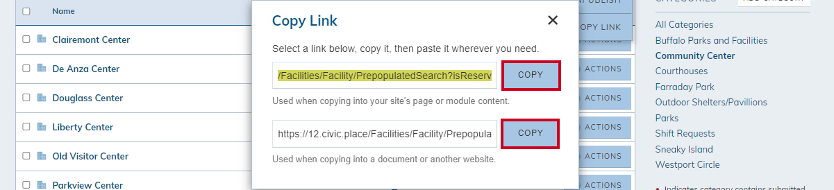Copy link buttons.
