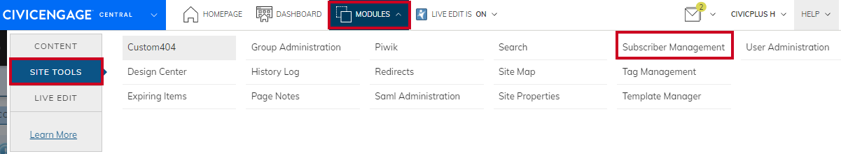 navigate to subscriber management