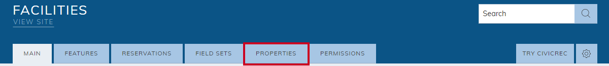 facilities properties tab