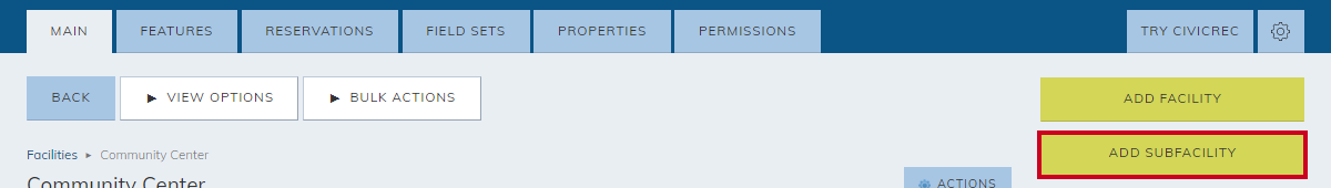 add subfacility button