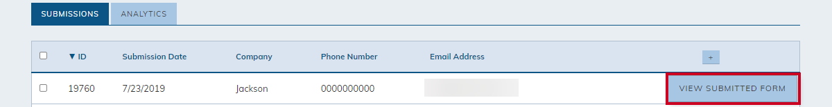 submitted form action menu, view submitted form