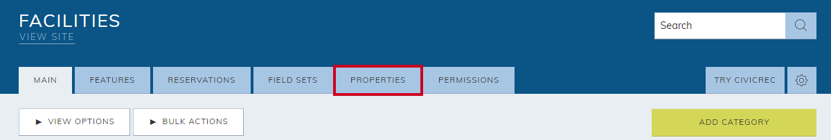 facilities, properties tab