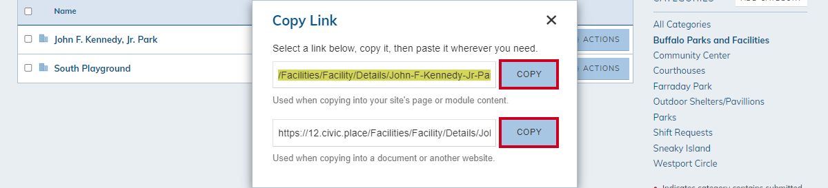 copy buttons