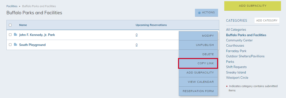 Actions menu, copy link.