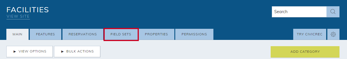 Field sets tab.