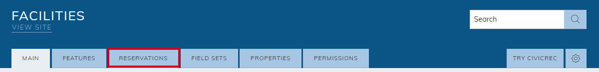 facilities, reservactions tab
