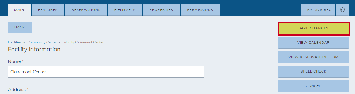 Save changes button.
