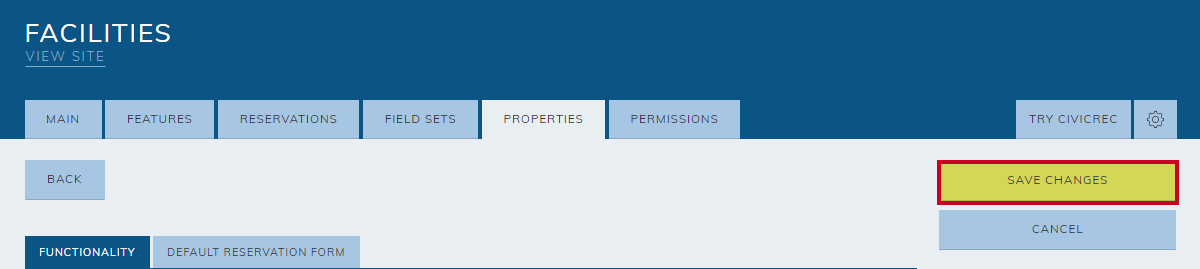 Save changes button.