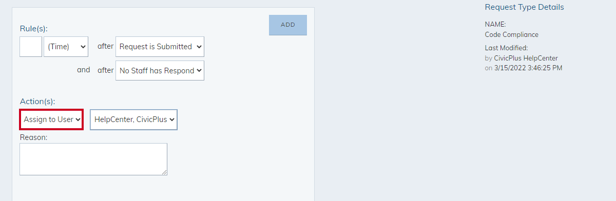 action assign user to options