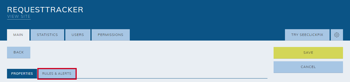 rules and alerts tab