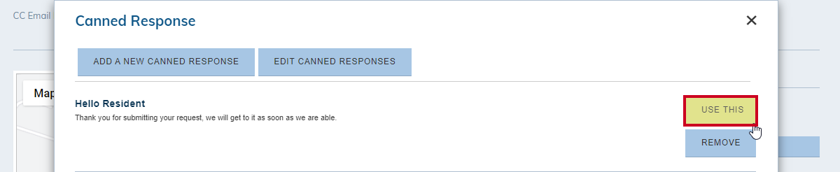 canned response, use this button