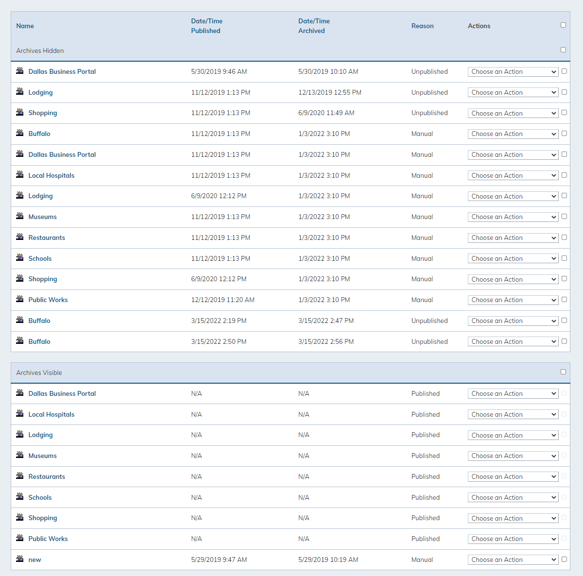View archived items.